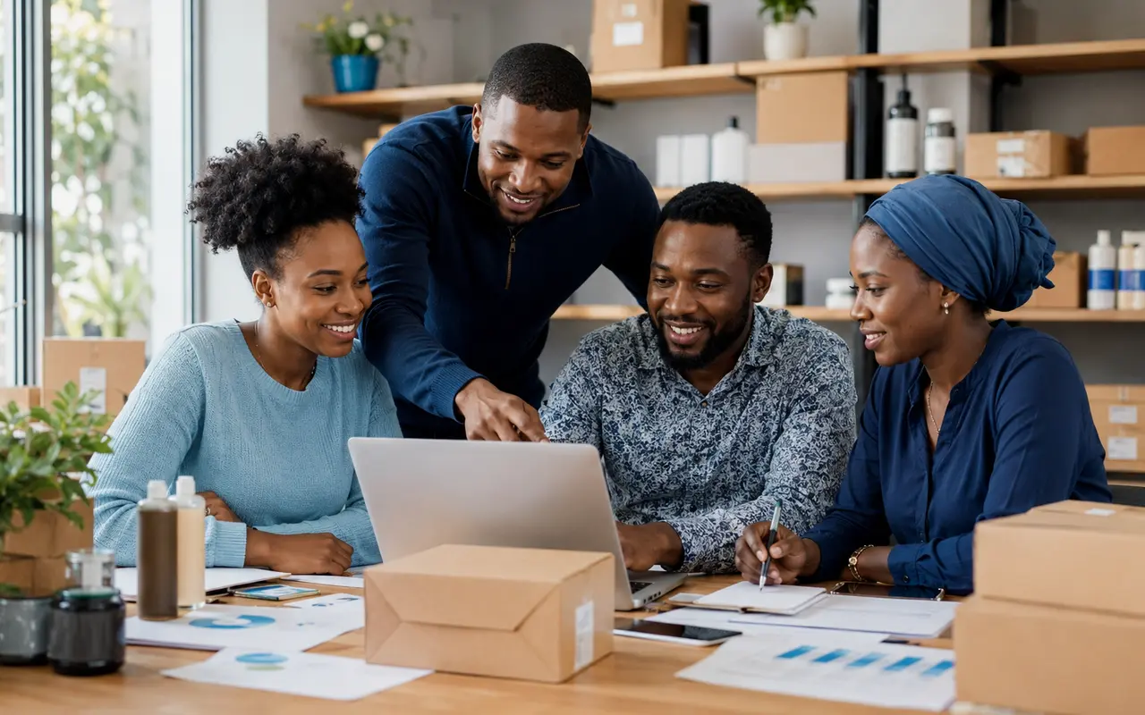 Small business team collaborating